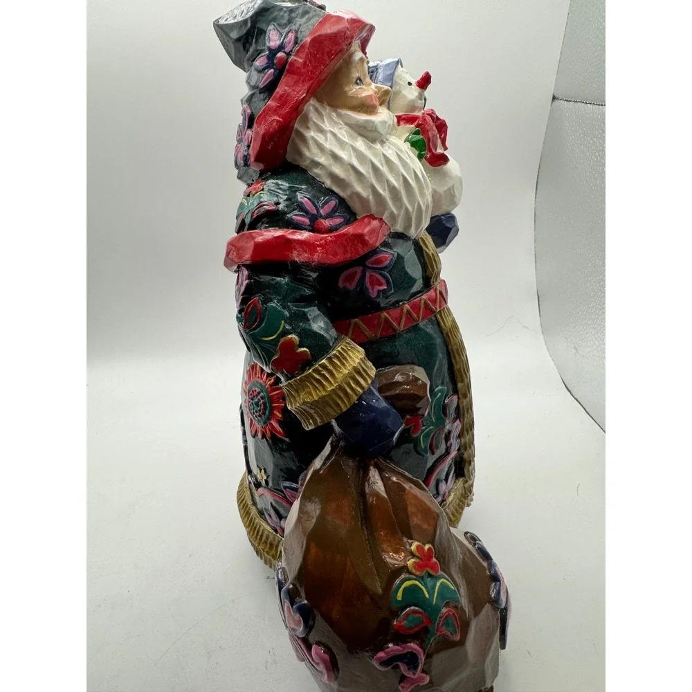 Santa Claus Figurine with Snowman and Gift‎ Sack Festive Holiday Decor
